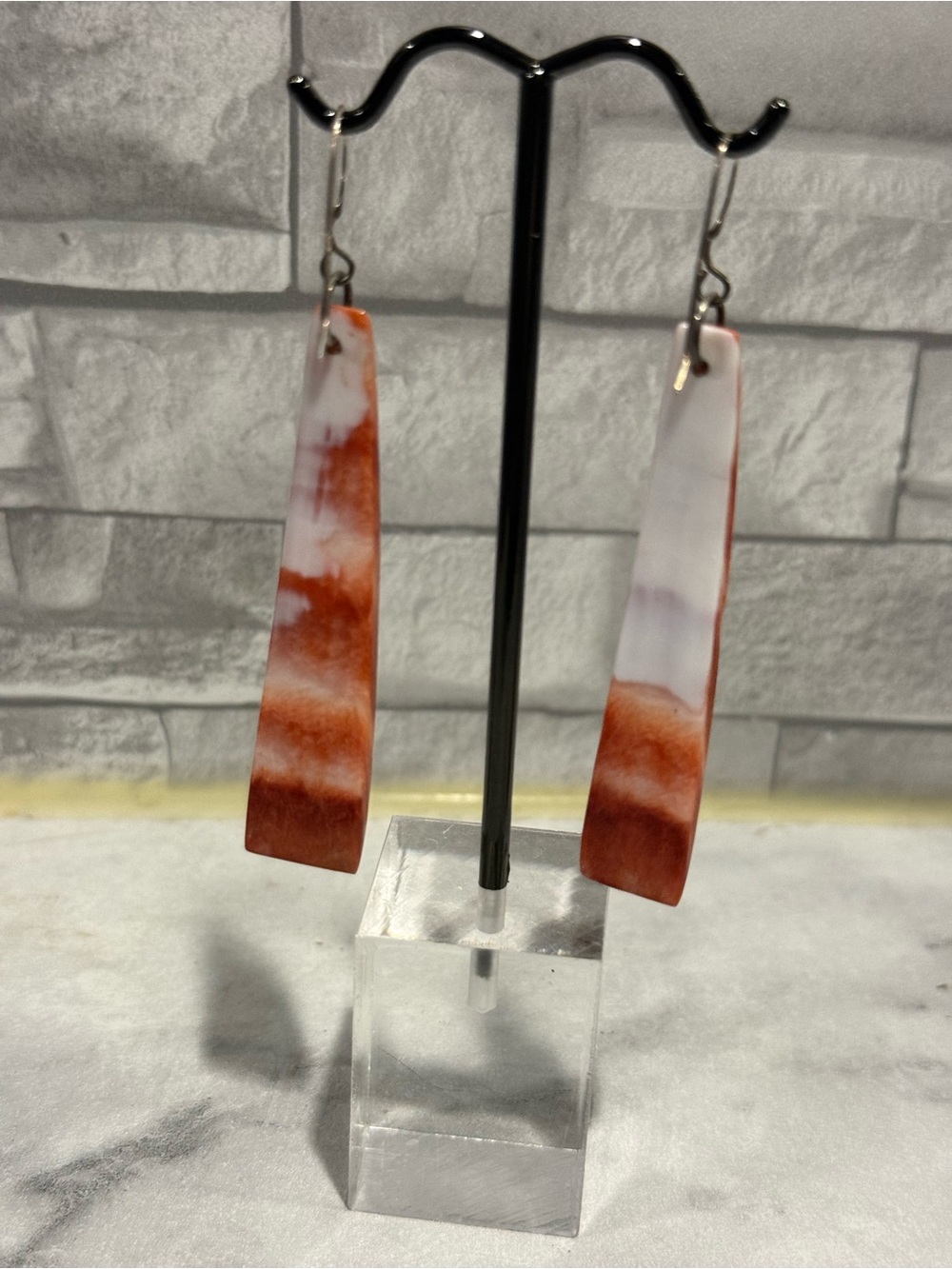 Authentic Native American Spiny Oyster Drop Earrings - Women Jewelry - Picture 3 of 4